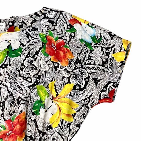 Richie Freeman For Teri Jon Silk Floral & Paisley Print Dress Midi Length Sz 10 - Picture 4 of 16